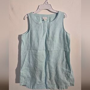 Green Sleeveless Linen Tank Top